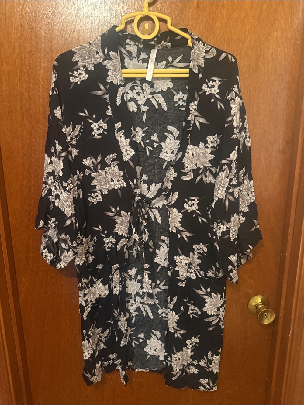 Spiritual Gangster Black & White Floral Tie-Front Tunic
